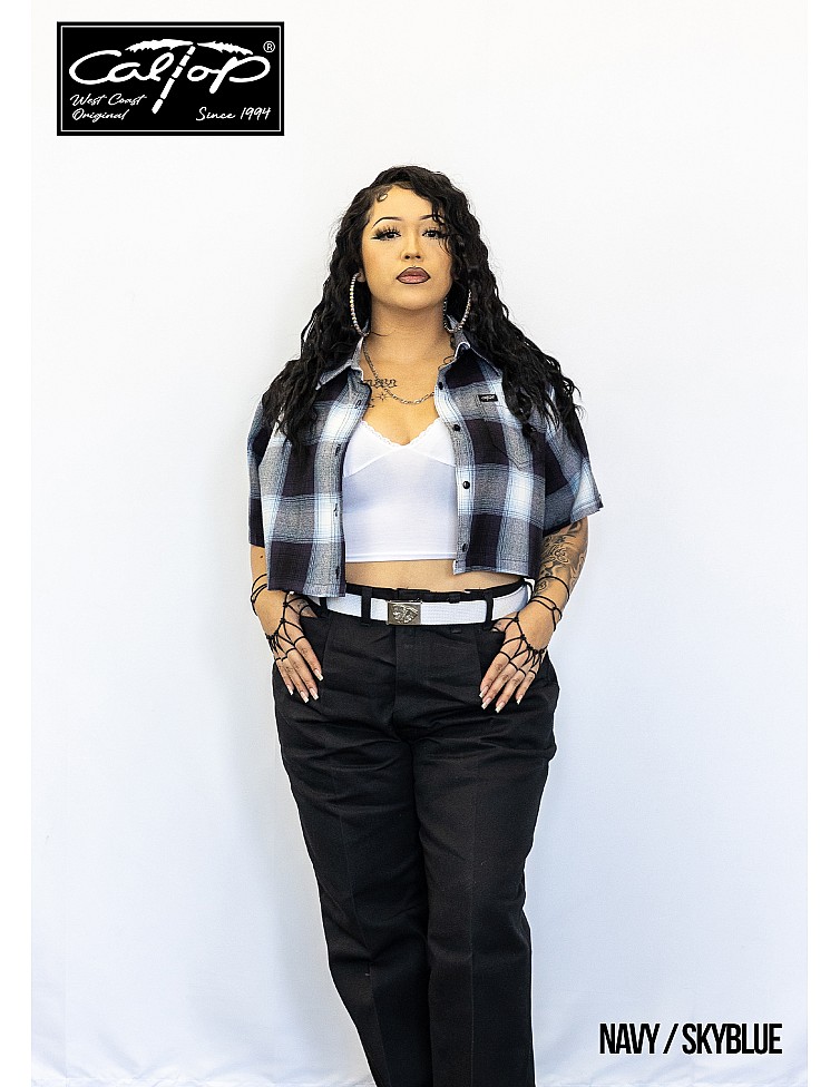 2000 S/S Girls Crop Tops : NAVY-SKY BLUE